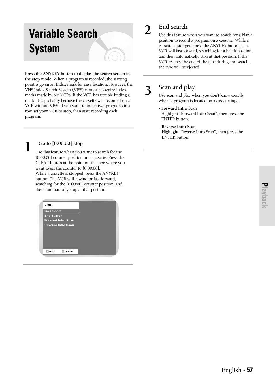 Variable search system | Samsung DVDVR300 User Manual | Page 57 / 98