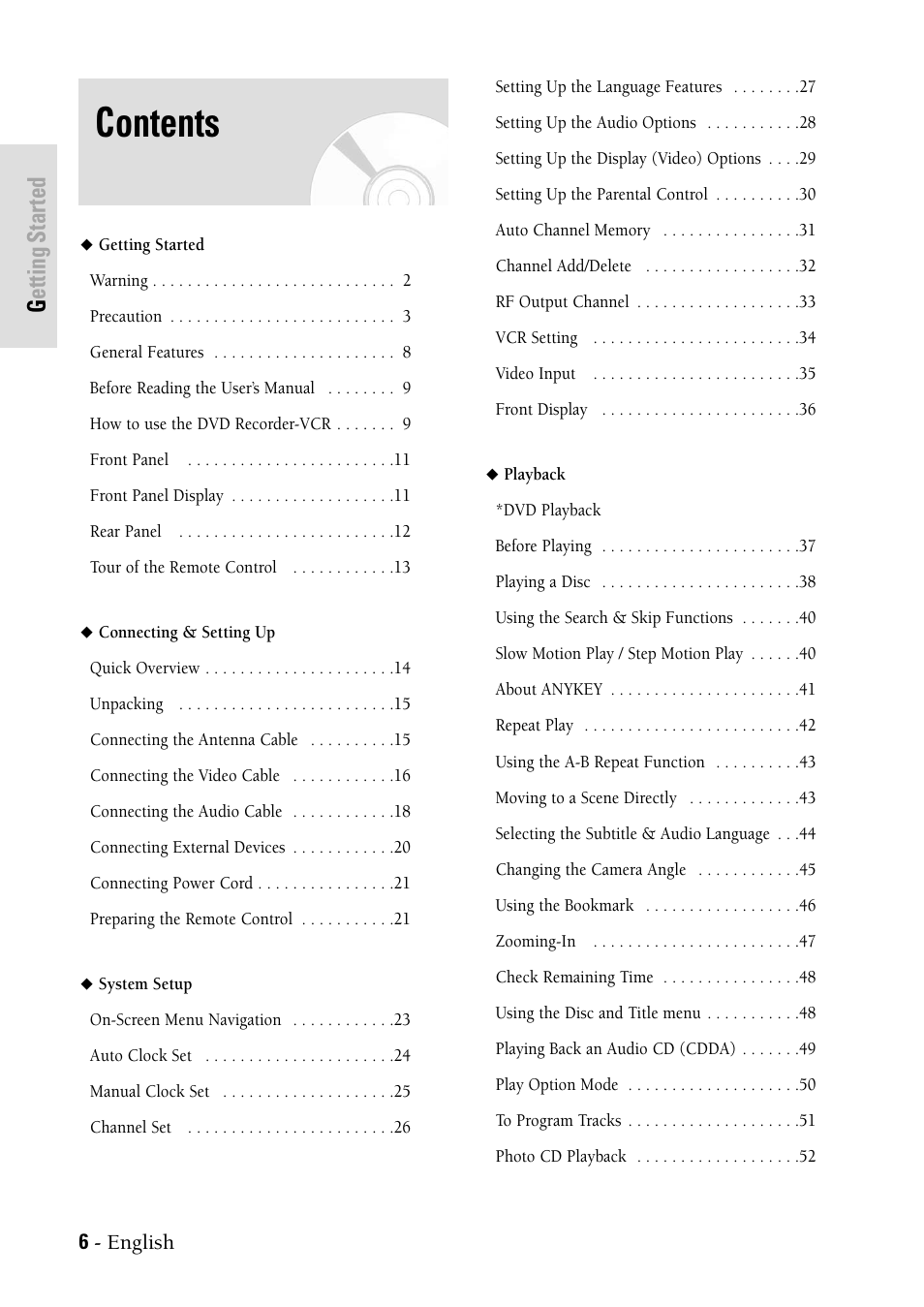 Samsung DVDVR300 User Manual | Page 6 / 98