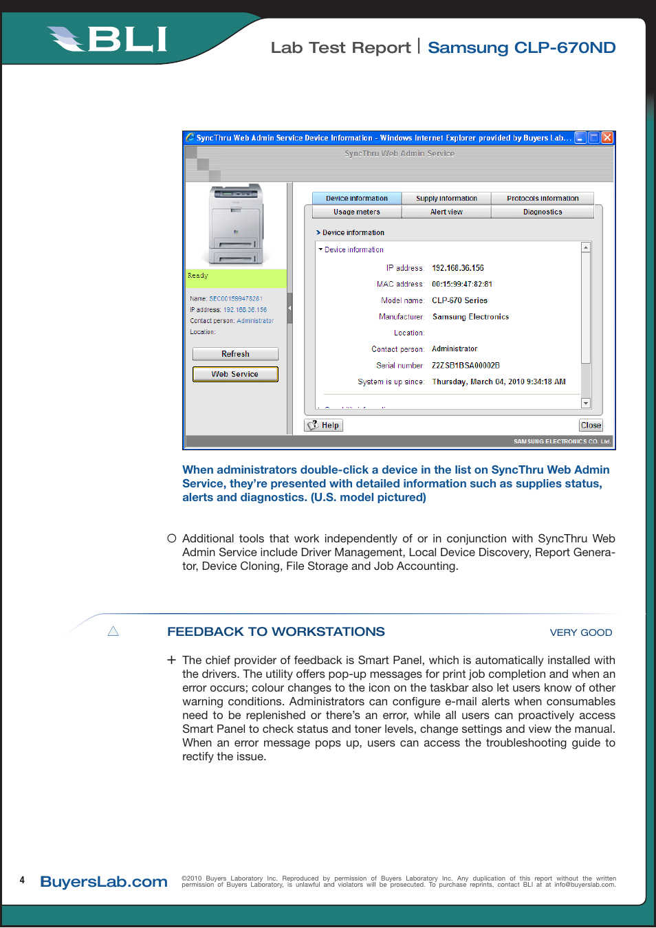 Lab test report, Samsung clp-670nd | Samsung CLP-670ND User Manual | Page 4 / 18