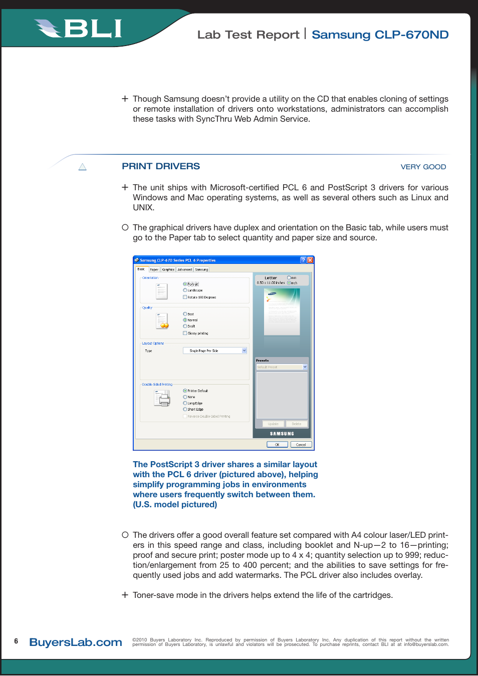 Lab test report, Samsung clp-670nd | Samsung CLP-670ND User Manual | Page 6 / 18