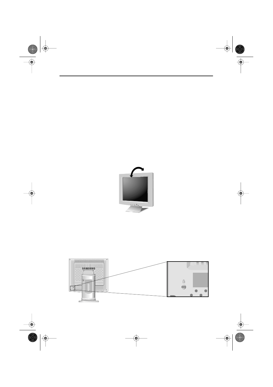 Setting up your lcd monitor, Setting up an ergonomic workstation, Kensington security slot | Samsung 180T User Manual | Page 6 / 28