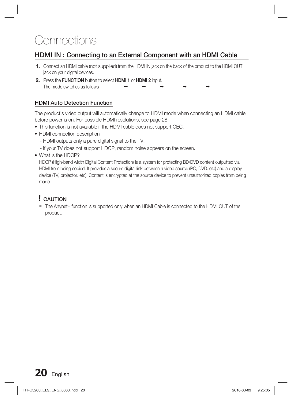 Connections | Samsung HT-C5200 User Manual | Page 20 / 65
