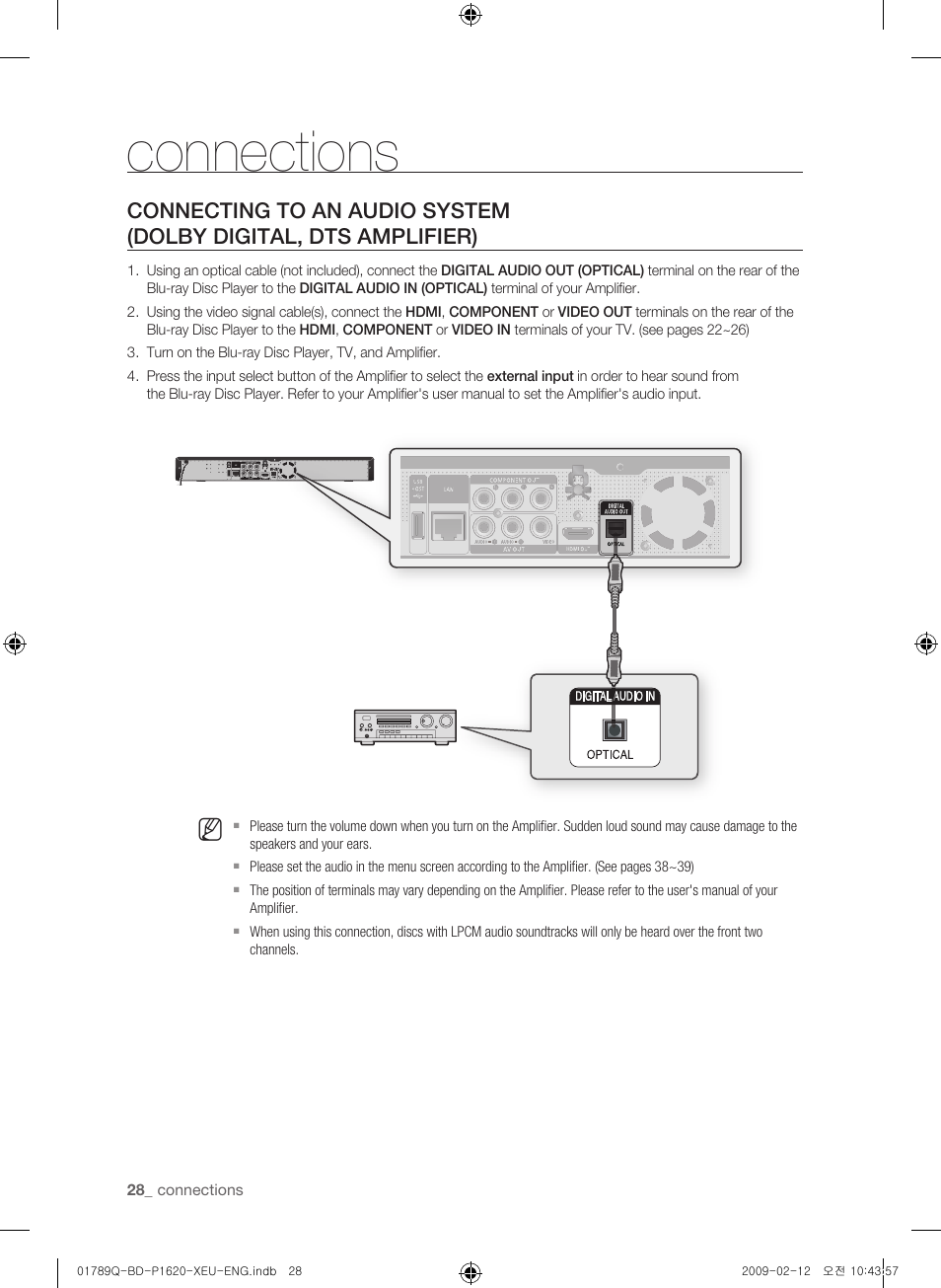 Connections | Samsung BD-P1620 User Manual | Page 28 / 75