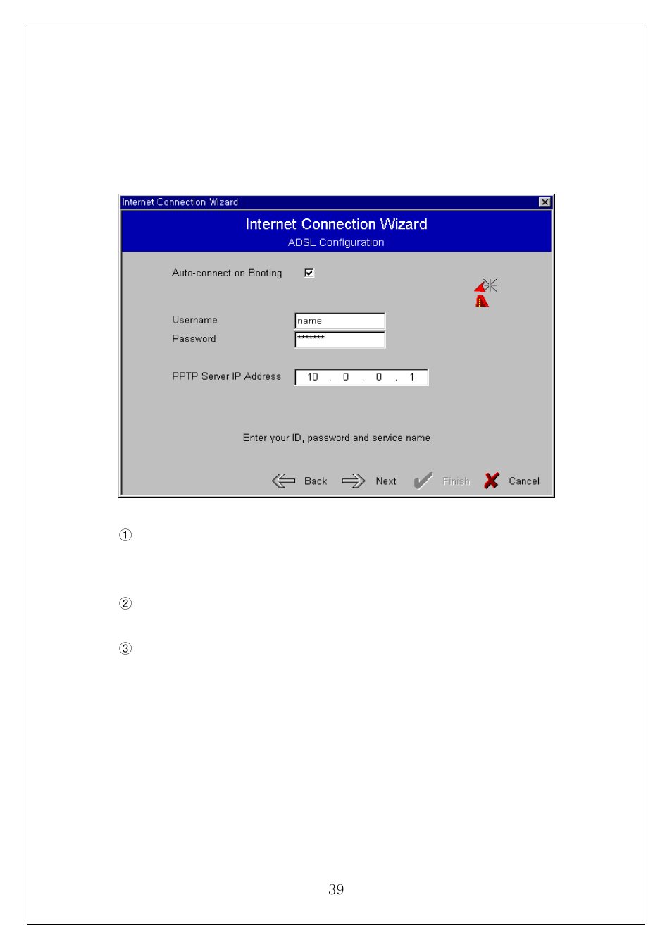 2 settings for adsl – pptp | Samsung SWL-4000AP User Manual | Page 43 / 89