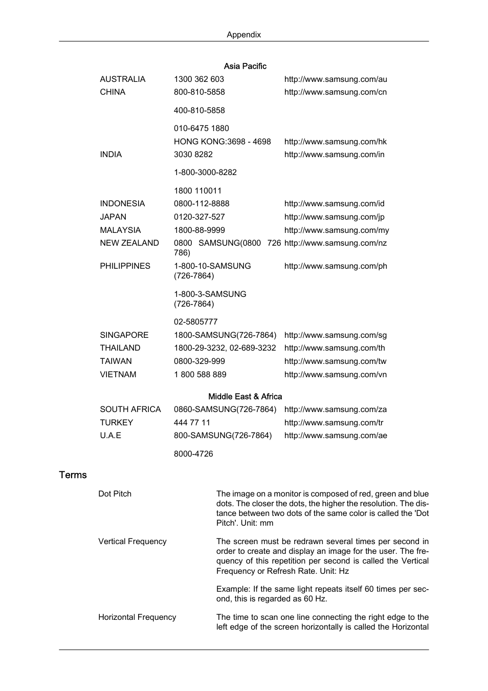 Terms | Samsung 460UTN User Manual | Page 114 / 116