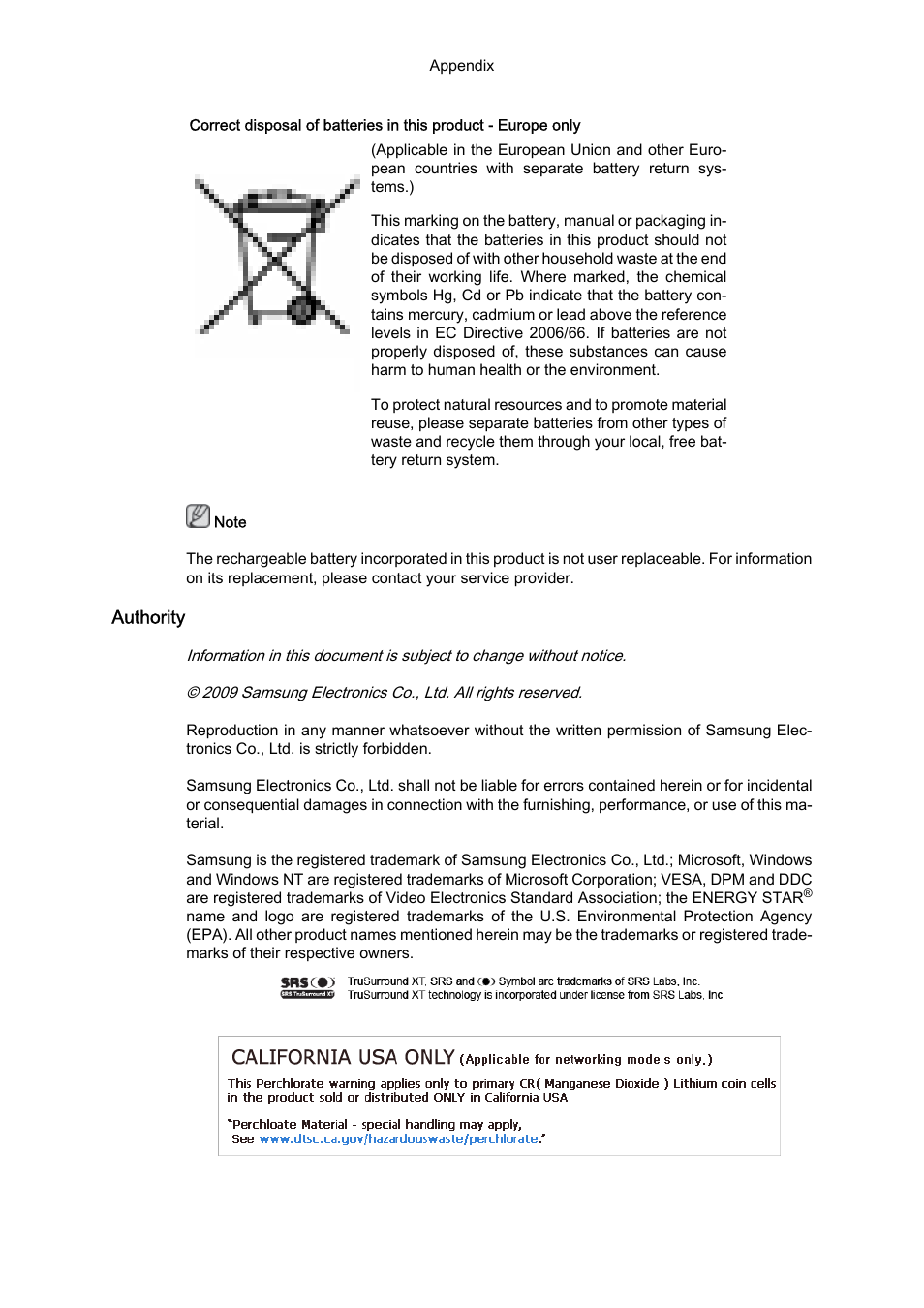 Authority | Samsung 460UTN User Manual | Page 116 / 116