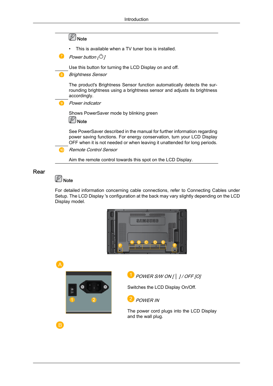 Rear | Samsung 460UTN User Manual | Page 13 / 116