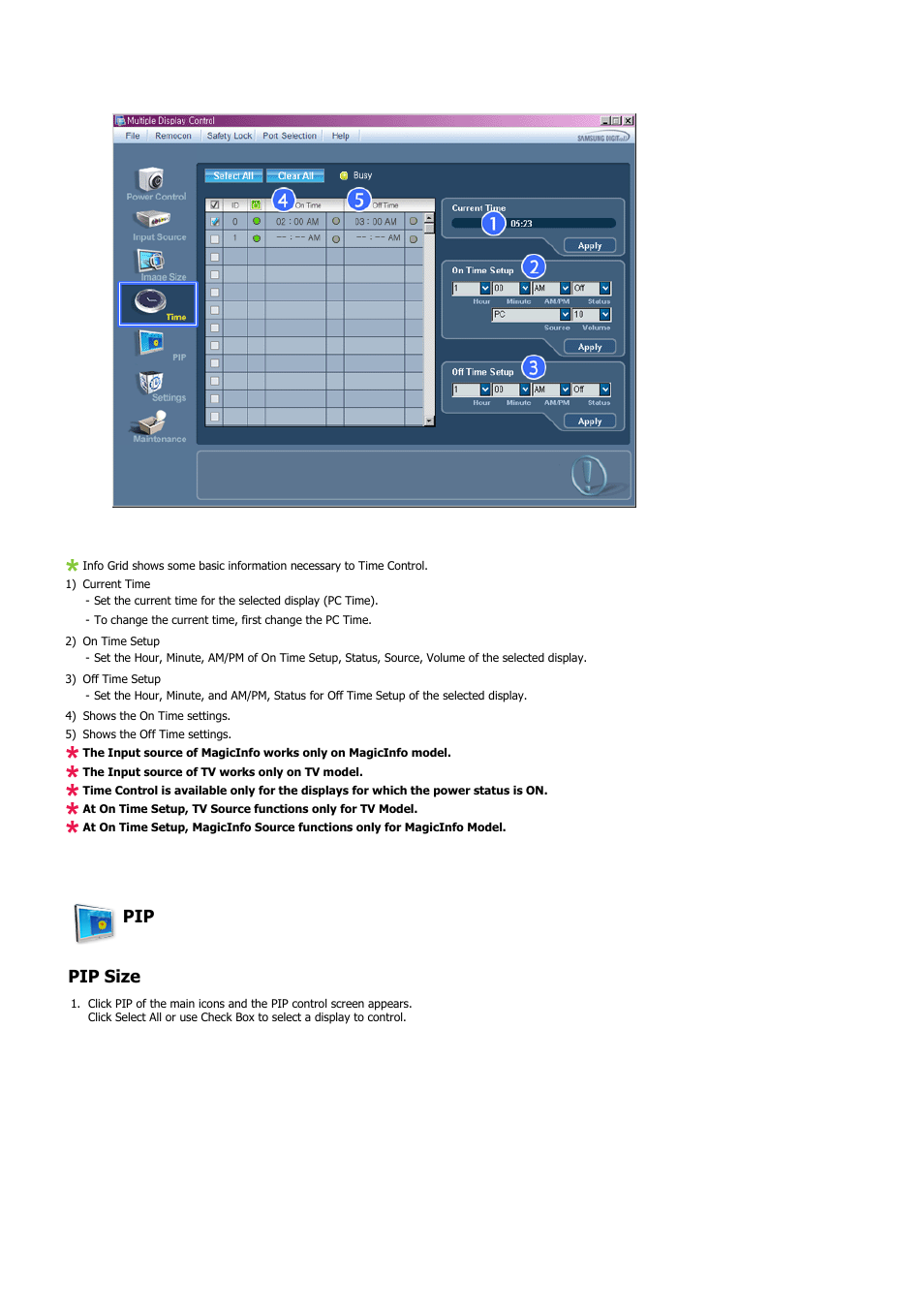 Pip pip size | Samsung 460UTN User Manual | Page 53 / 116