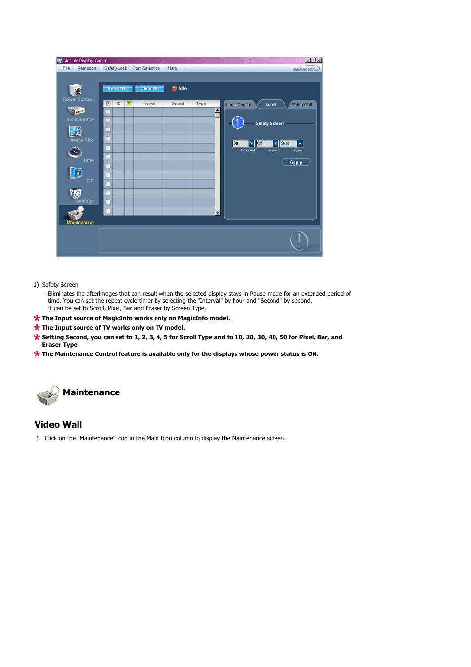Maintenance video wall | Samsung 460UTN User Manual | Page 61 / 116