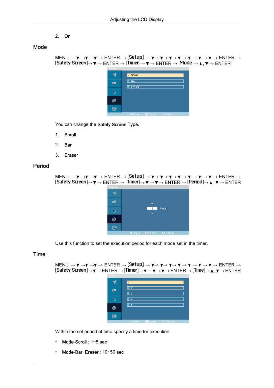 Mode, Period, Time | Samsung 460UTN User Manual | Page 89 / 116