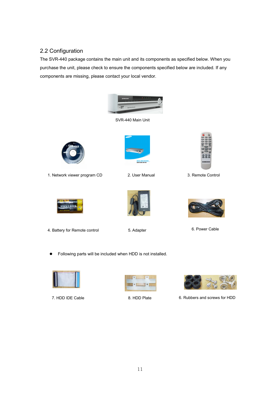 2 configuration | Samsung SVR-440 User Manual | Page 11 / 85