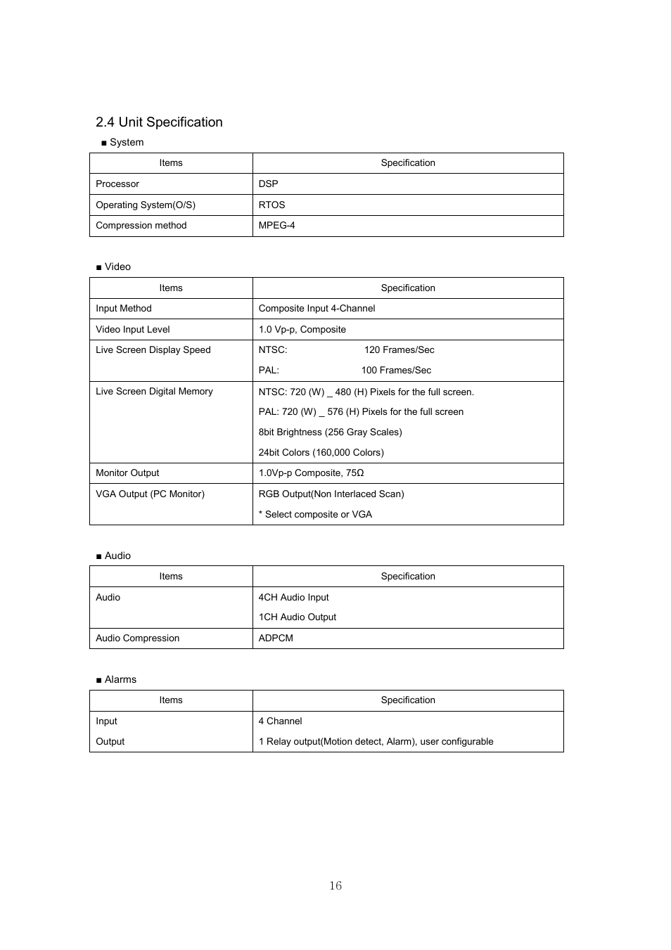 4 unit specification | Samsung SVR-440 User Manual | Page 16 / 85