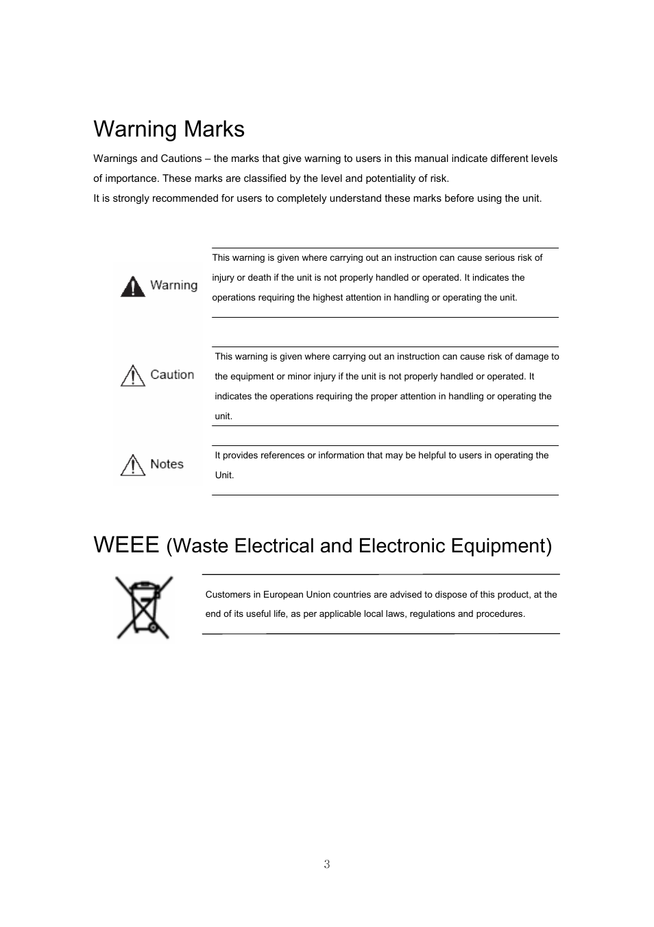 Warning marks, Weee, Waste electrical and electronic equipment) | Samsung SVR-440 User Manual | Page 3 / 85