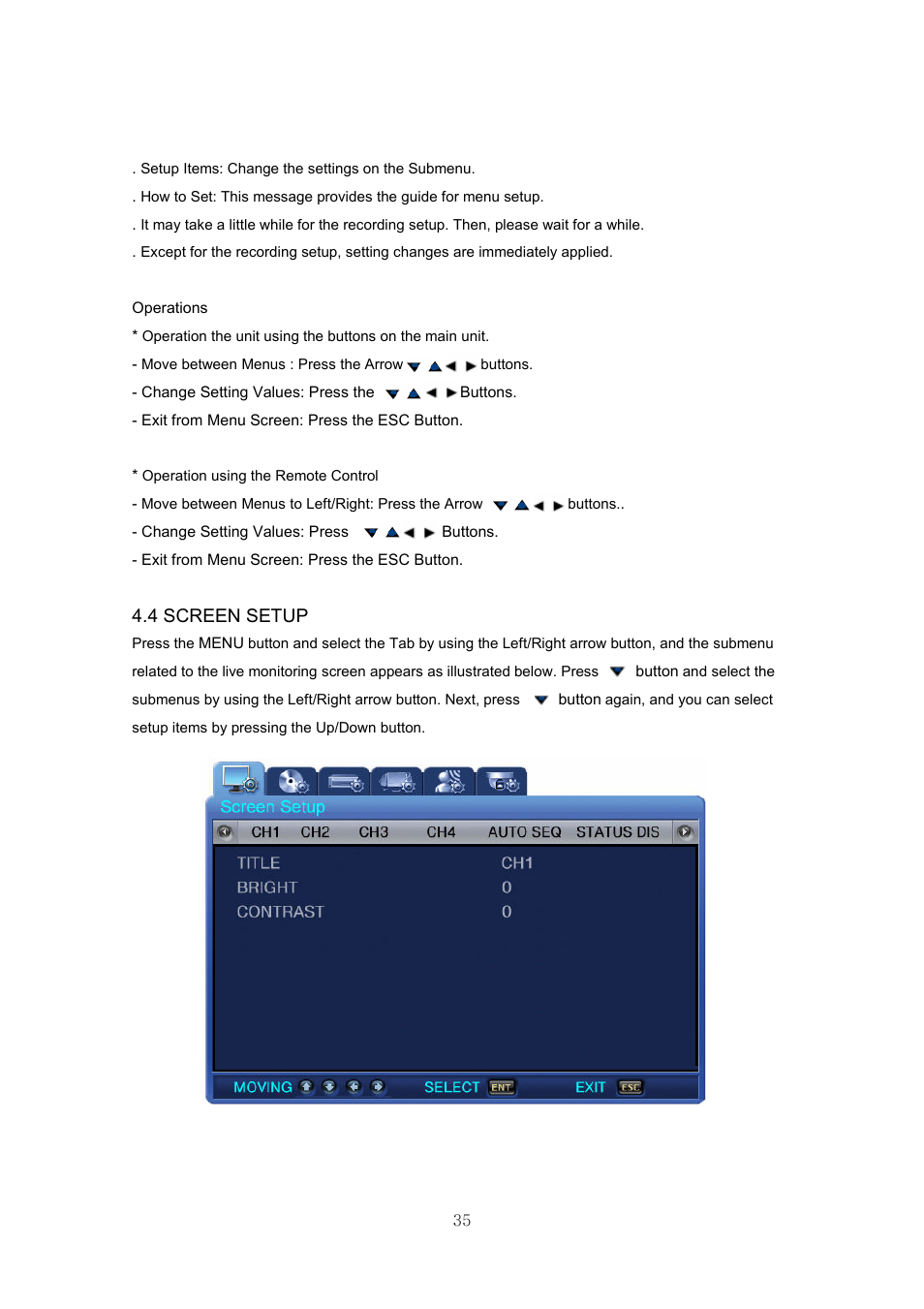 4 screen setup | Samsung SVR-440 User Manual | Page 35 / 85