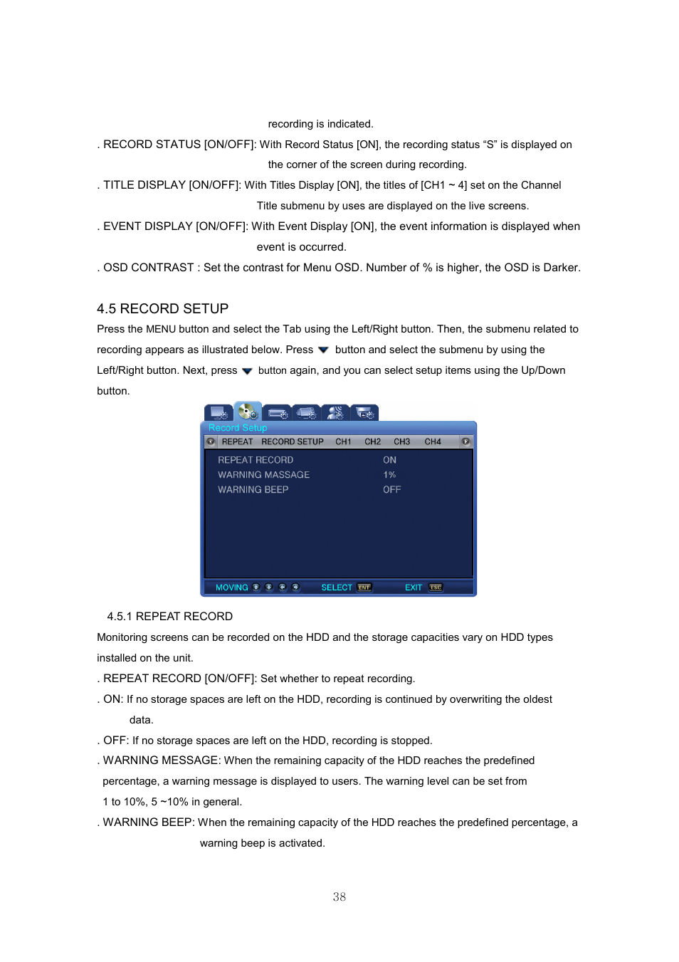 5 record setup | Samsung SVR-440 User Manual | Page 38 / 85