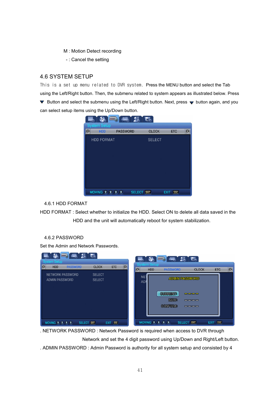 6 system setup | Samsung SVR-440 User Manual | Page 41 / 85