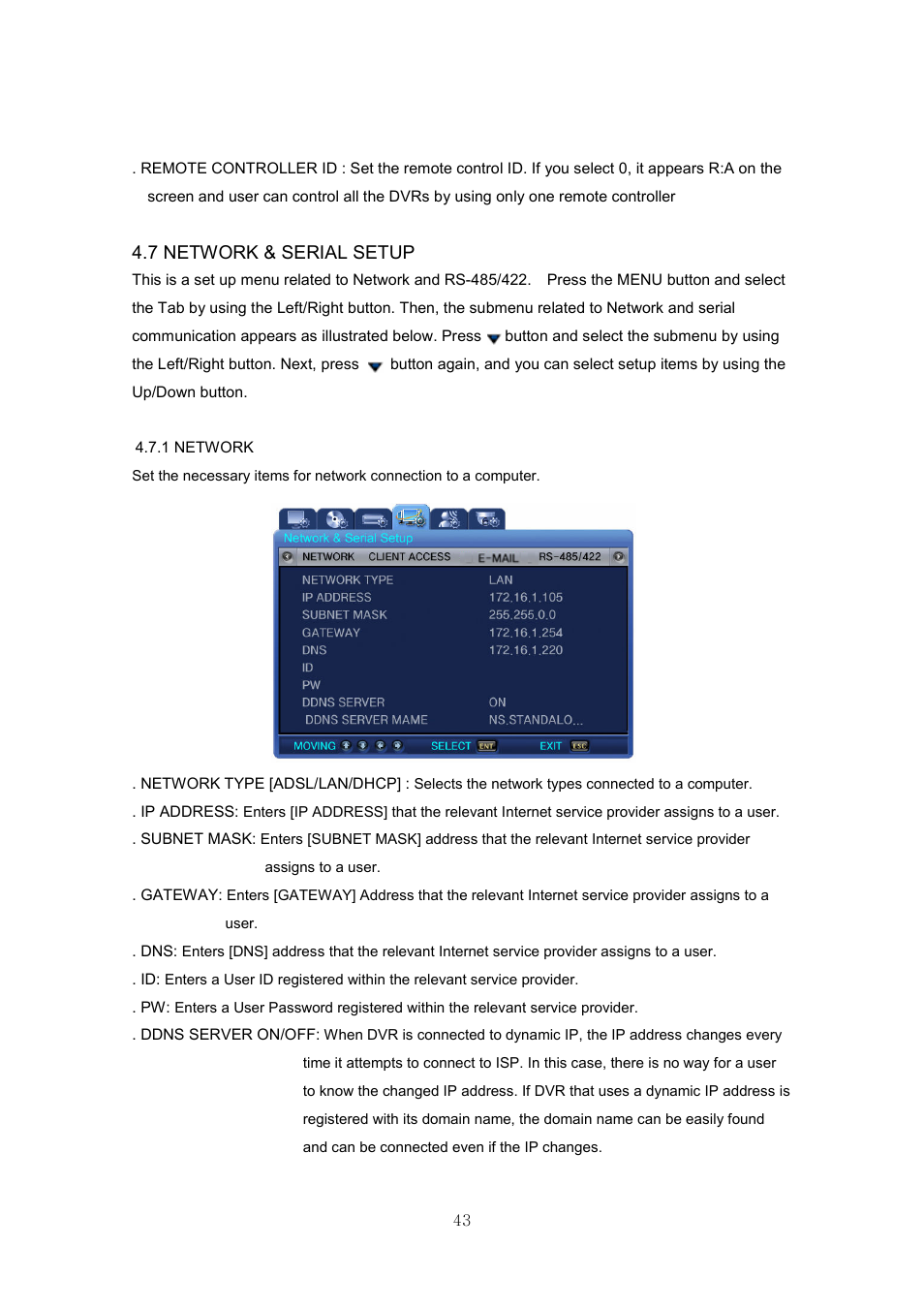 7 network & serial setup | Samsung SVR-440 User Manual | Page 43 / 85