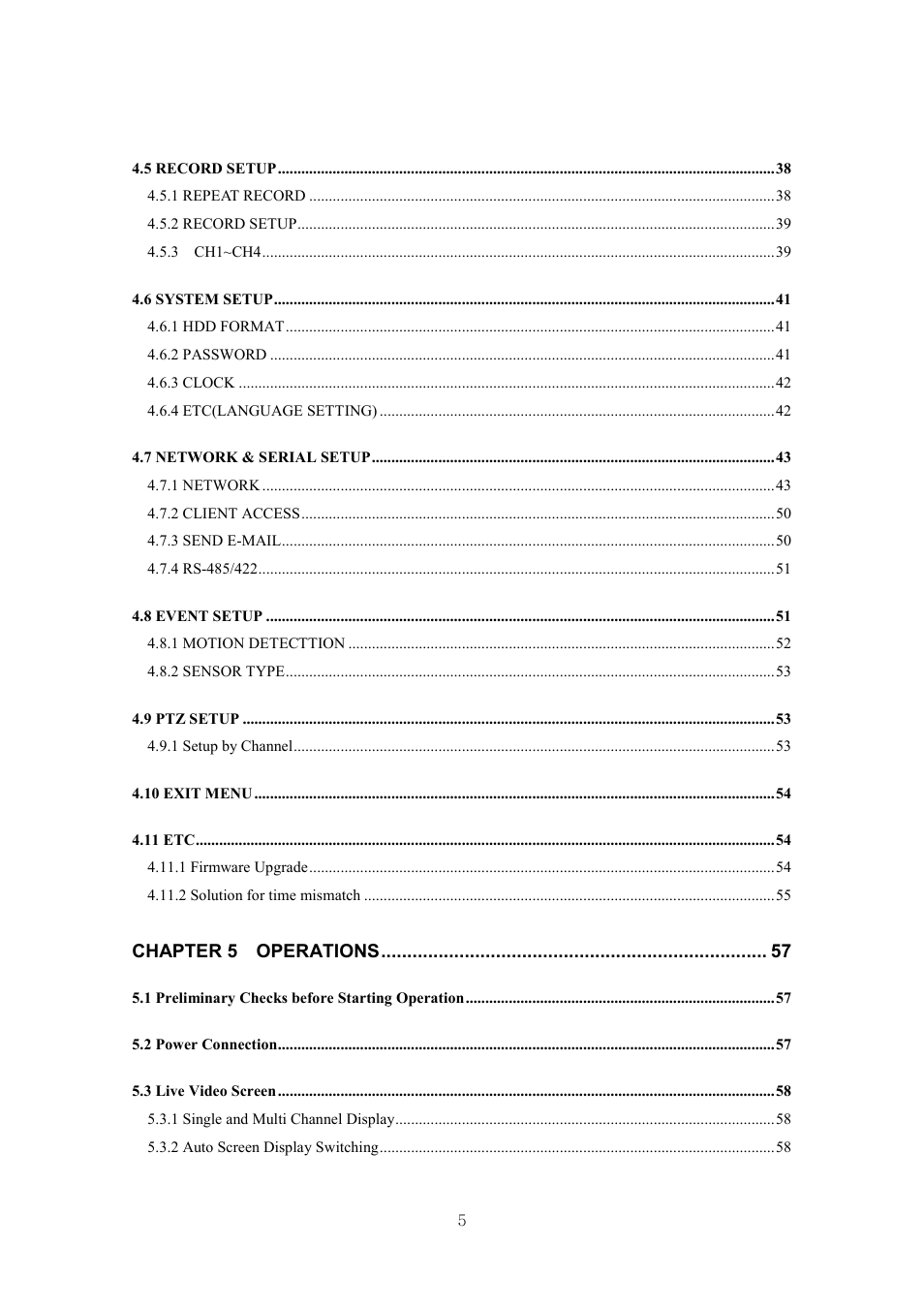 Chapter 5 operations | Samsung SVR-440 User Manual | Page 5 / 85