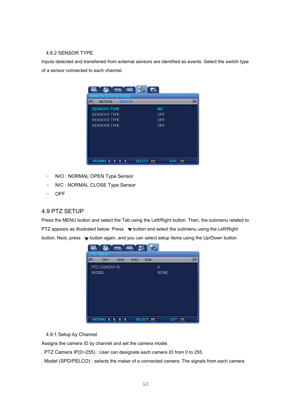 9 ptz setup | Samsung SVR-440 User Manual | Page 53 / 85