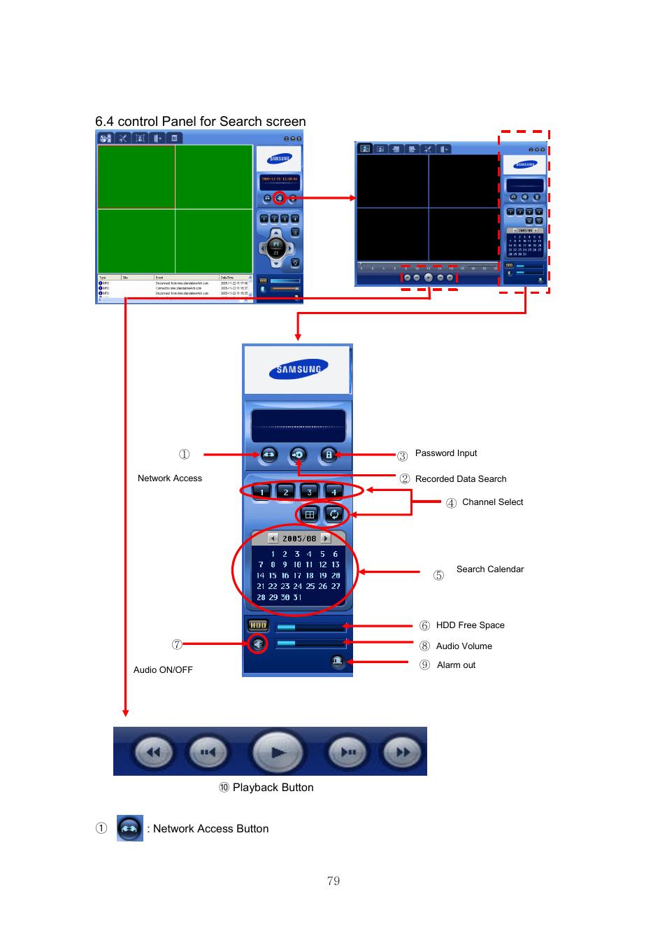 4 control panel for search screen | Samsung SVR-440 User Manual | Page 79 / 85