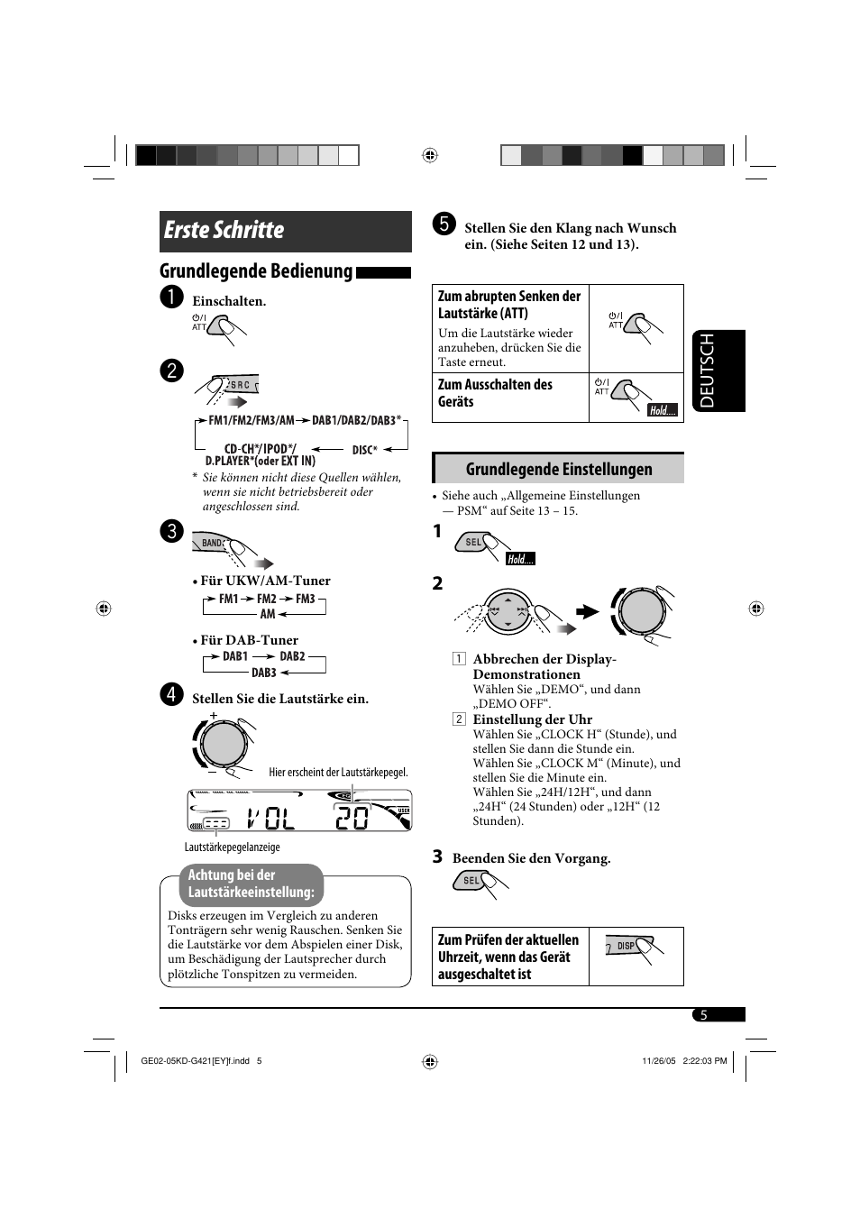 Erste schritte, Grundlegende bedienung | JVC KD-G421 User Manual | Page 31 / 80
