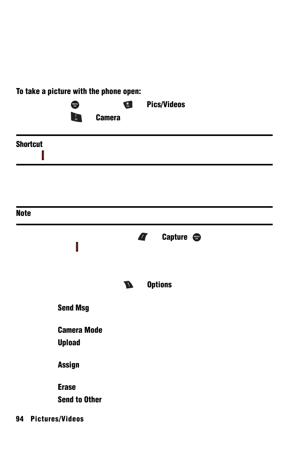 Pictures/videos, Camera | Samsung SPH-m50 User Manual | Page 100 / 147