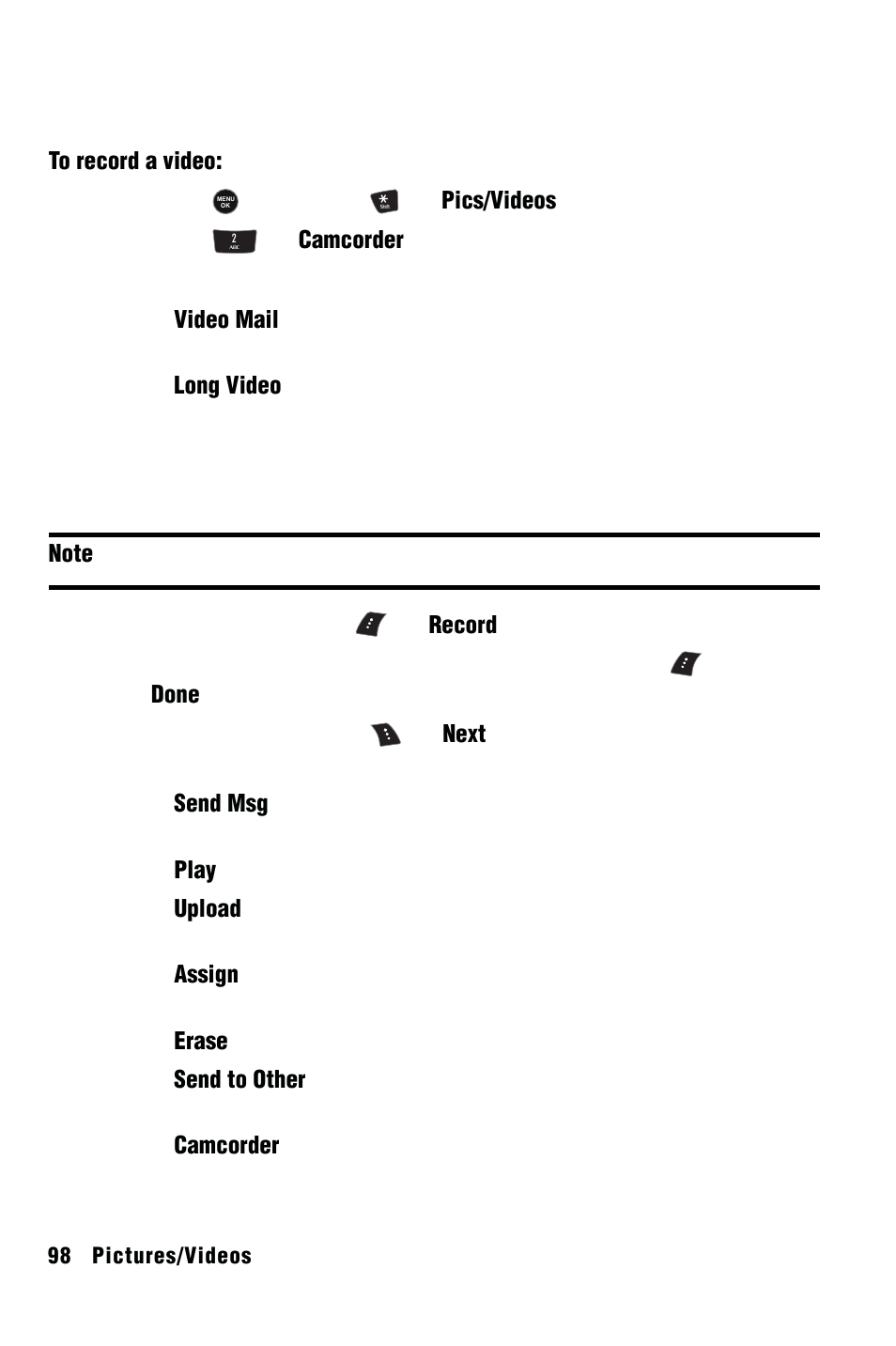 Camcorder | Samsung SPH-m50 User Manual | Page 104 / 147