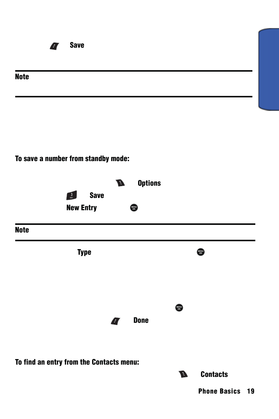 Phone basics | Samsung SPH-m50 User Manual | Page 25 / 147