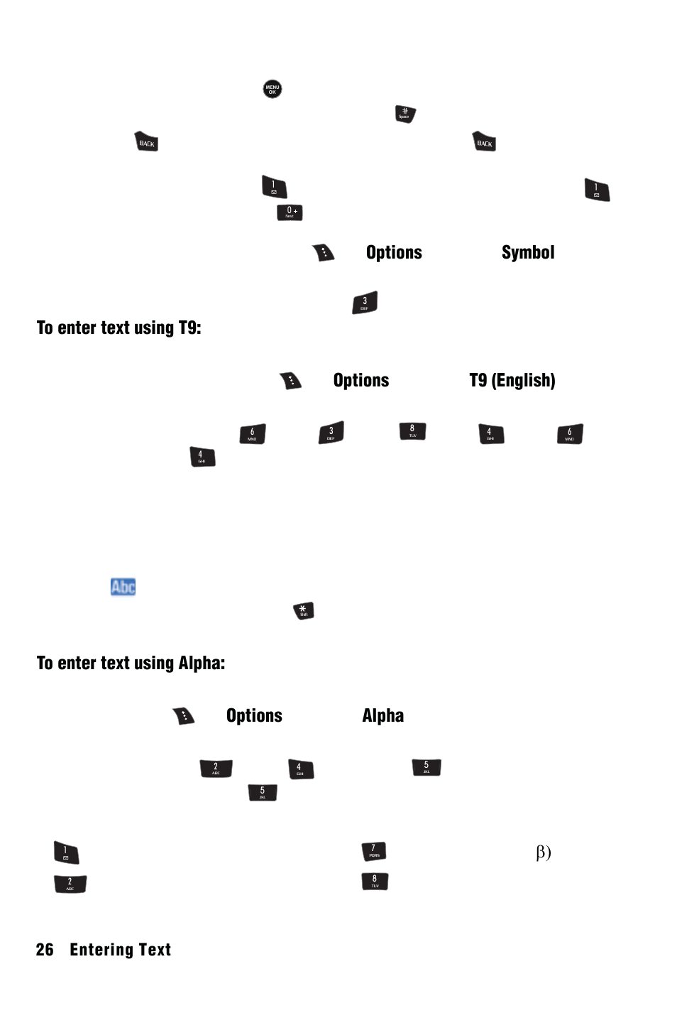 Alpha mode | Samsung SPH-m50 User Manual | Page 32 / 147
