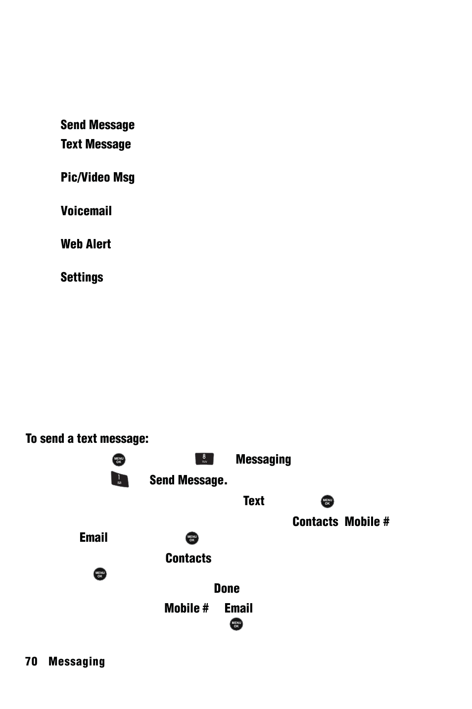 Messaging, Text messaging | Samsung SPH-m50 User Manual | Page 76 / 147