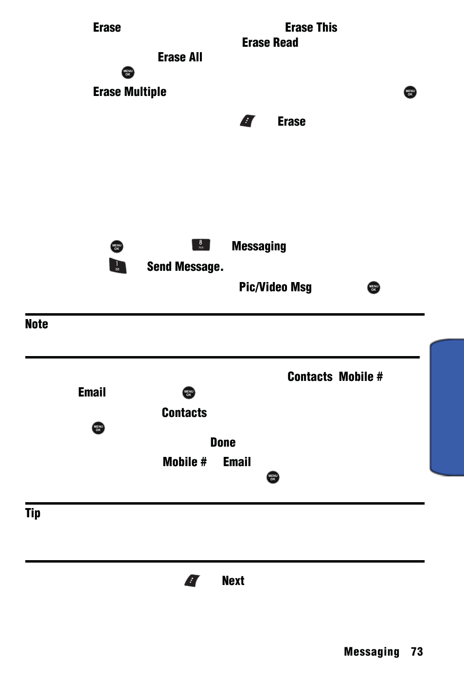 Pic/video msg, Messaging | Samsung SPH-m50 User Manual | Page 79 / 147
