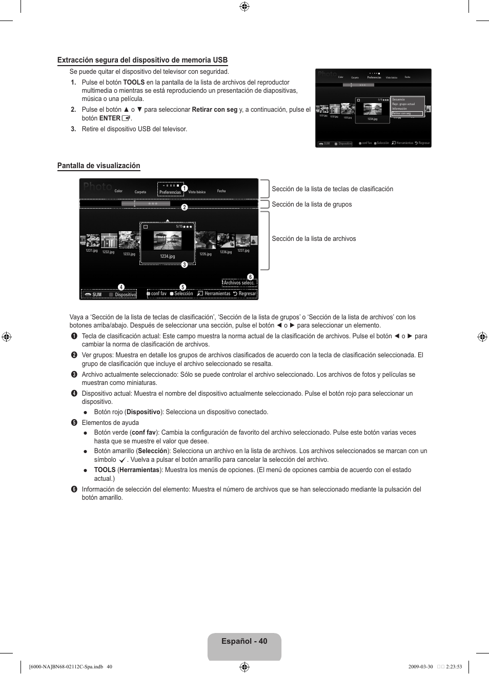 Pantalla de visualización | Samsung UNB6000 User Manual | Page 129 / 239