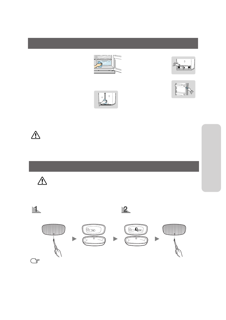 Cleaning the accessories, Replacing the lightbulbs, Opera ting instructions | Lightbulbs | Samsung SRS536NP User Manual | Page 11 / 16