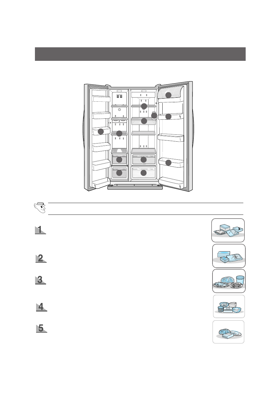 Food storage guide, Food storage guide to freezer | Samsung SRS536NP User Manual | Page 8 / 16