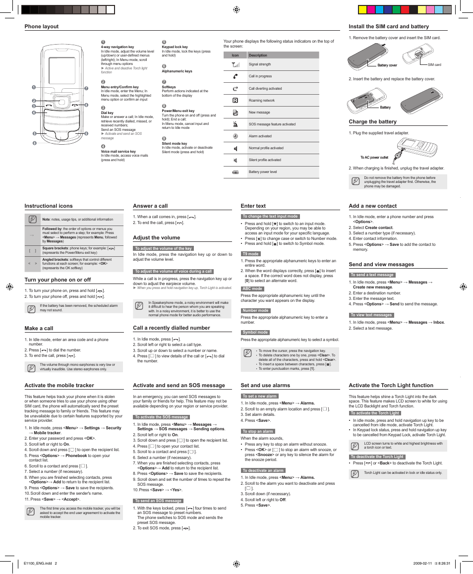 Samsung E1100 User Manual | Page 2 / 2