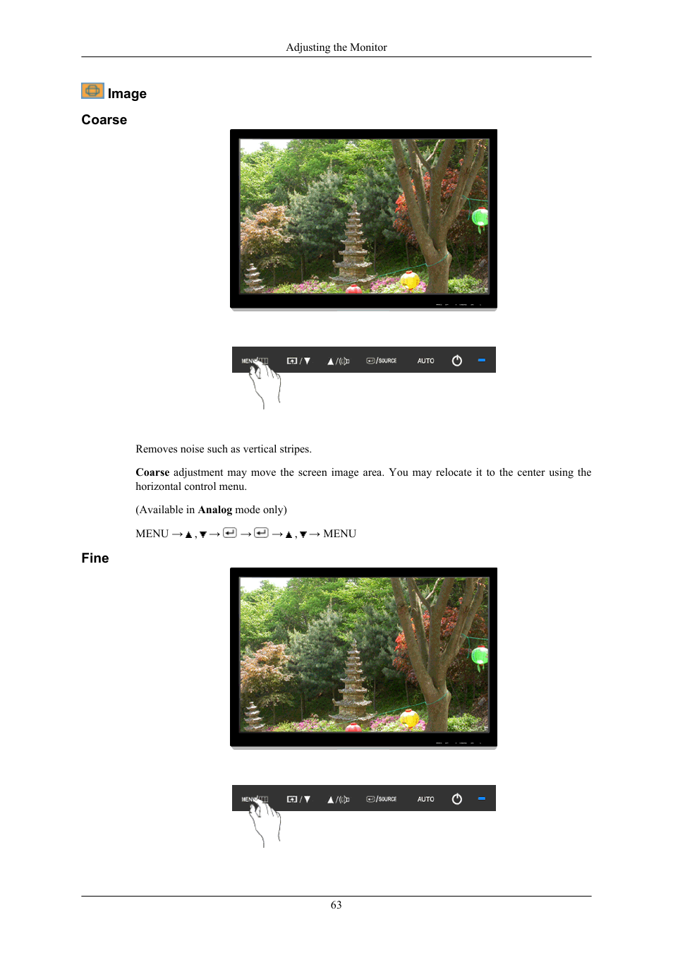 Image, Coarse, Fine | Samsung 2693HM User Manual | Page 64 / 95