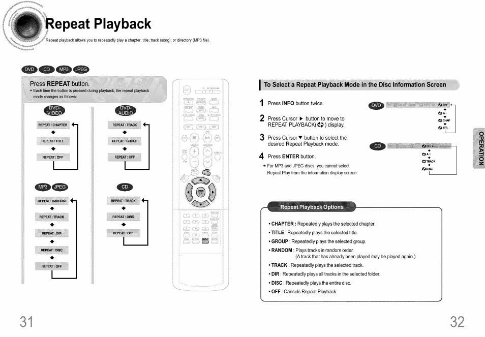 Repeat playback, Press info button twice, 4 press enter button | Samsung HT-DS660T User Manual | Page 17 / 42