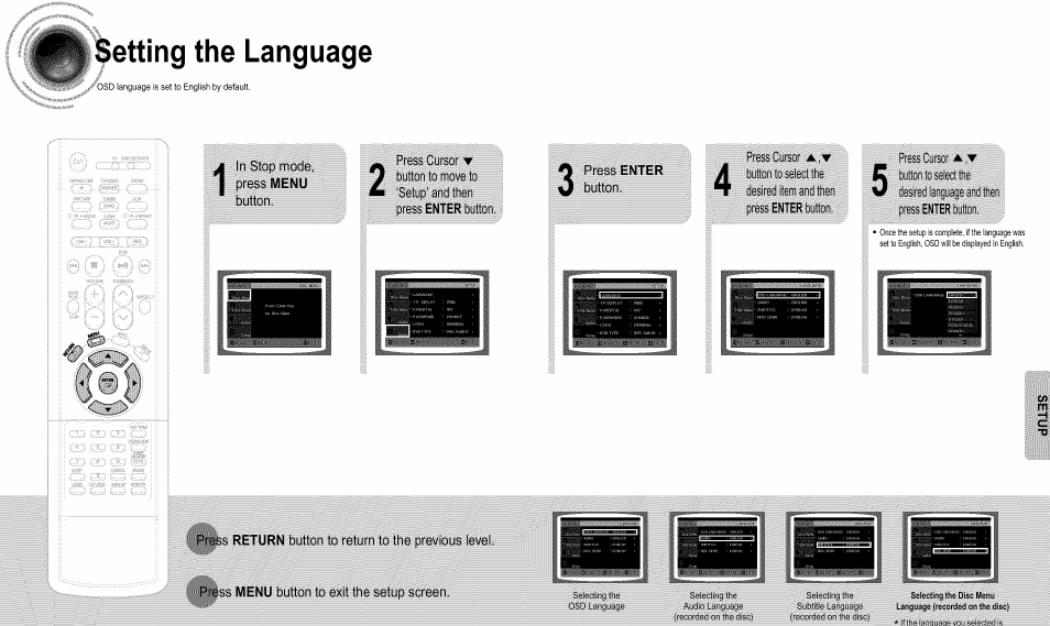 Setting the language, Ifefreimilniiiii | Samsung HT-DS660T User Manual | Page 22 / 42