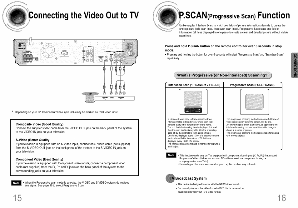 Connecting the video out to tv, Broadcast system, Or sëi&hhirtiïf o | Samsung HT-DS660T User Manual | Page 9 / 42