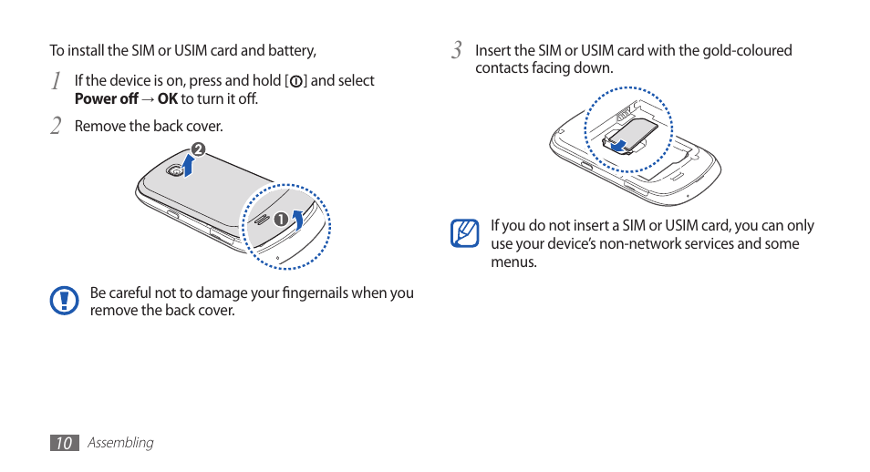 Samsung GALAXY GT-S5570 User Manual | Page 10 / 126