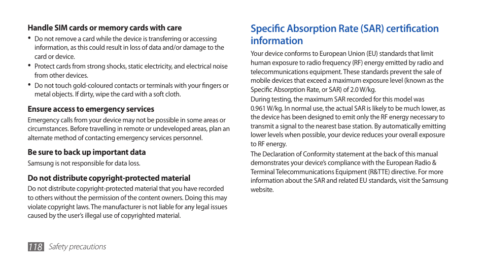 Samsung GALAXY GT-S5570 User Manual | Page 118 / 126