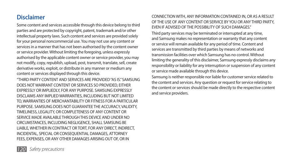 Samsung GALAXY GT-S5570 User Manual | Page 120 / 126