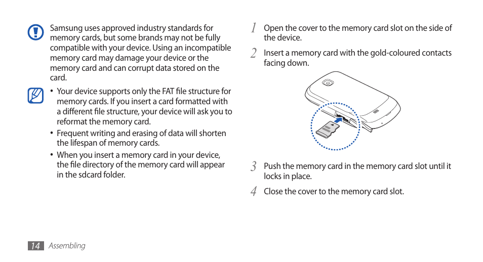 Samsung GALAXY GT-S5570 User Manual | Page 14 / 126