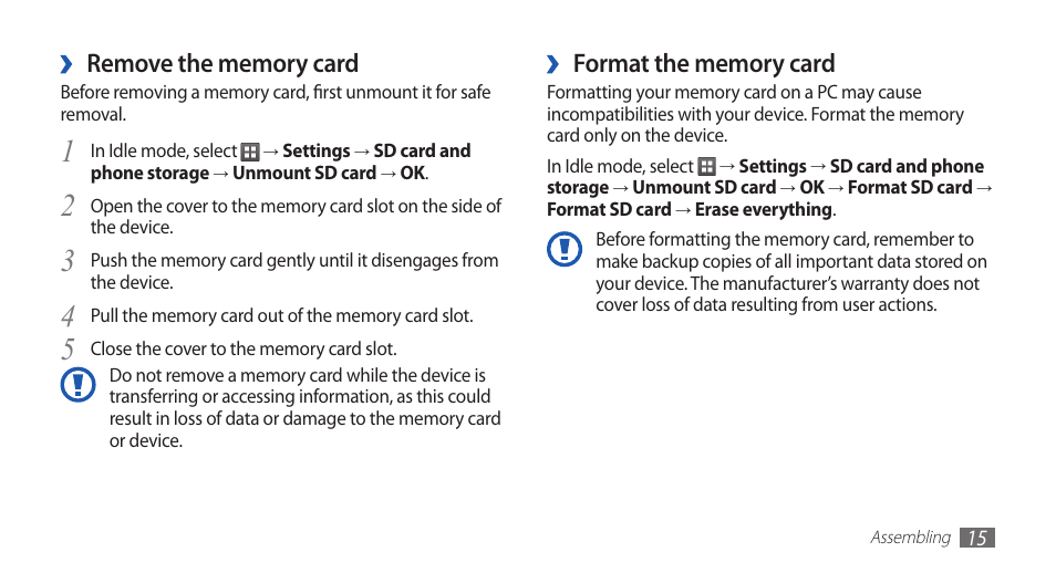 Samsung GALAXY GT-S5570 User Manual | Page 15 / 126