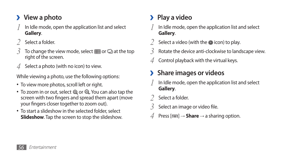 Samsung GALAXY GT-S5570 User Manual | Page 56 / 126