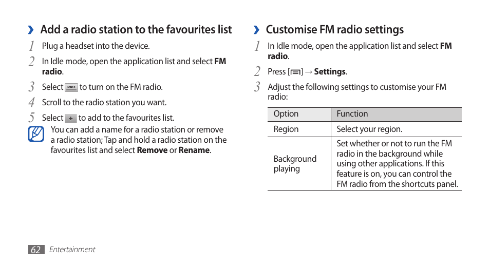 Samsung GALAXY GT-S5570 User Manual | Page 62 / 126