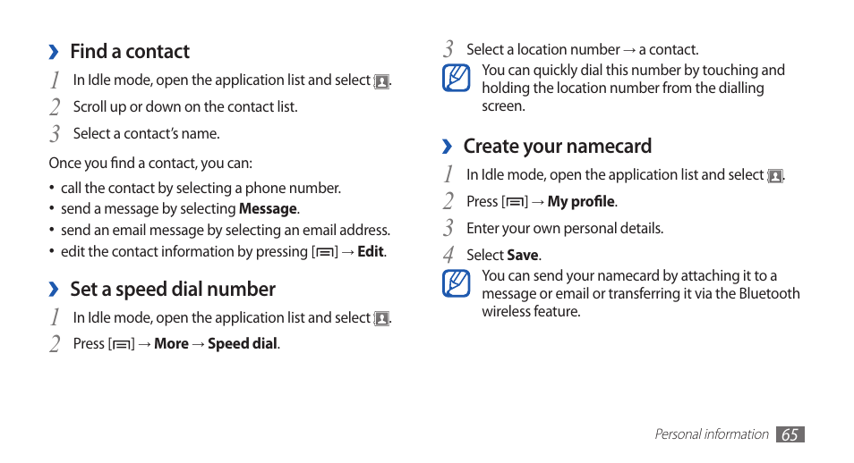 Samsung GALAXY GT-S5570 User Manual | Page 65 / 126