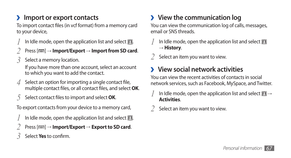 Samsung GALAXY GT-S5570 User Manual | Page 67 / 126