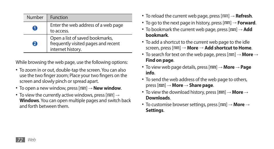 Samsung GALAXY GT-S5570 User Manual | Page 72 / 126
