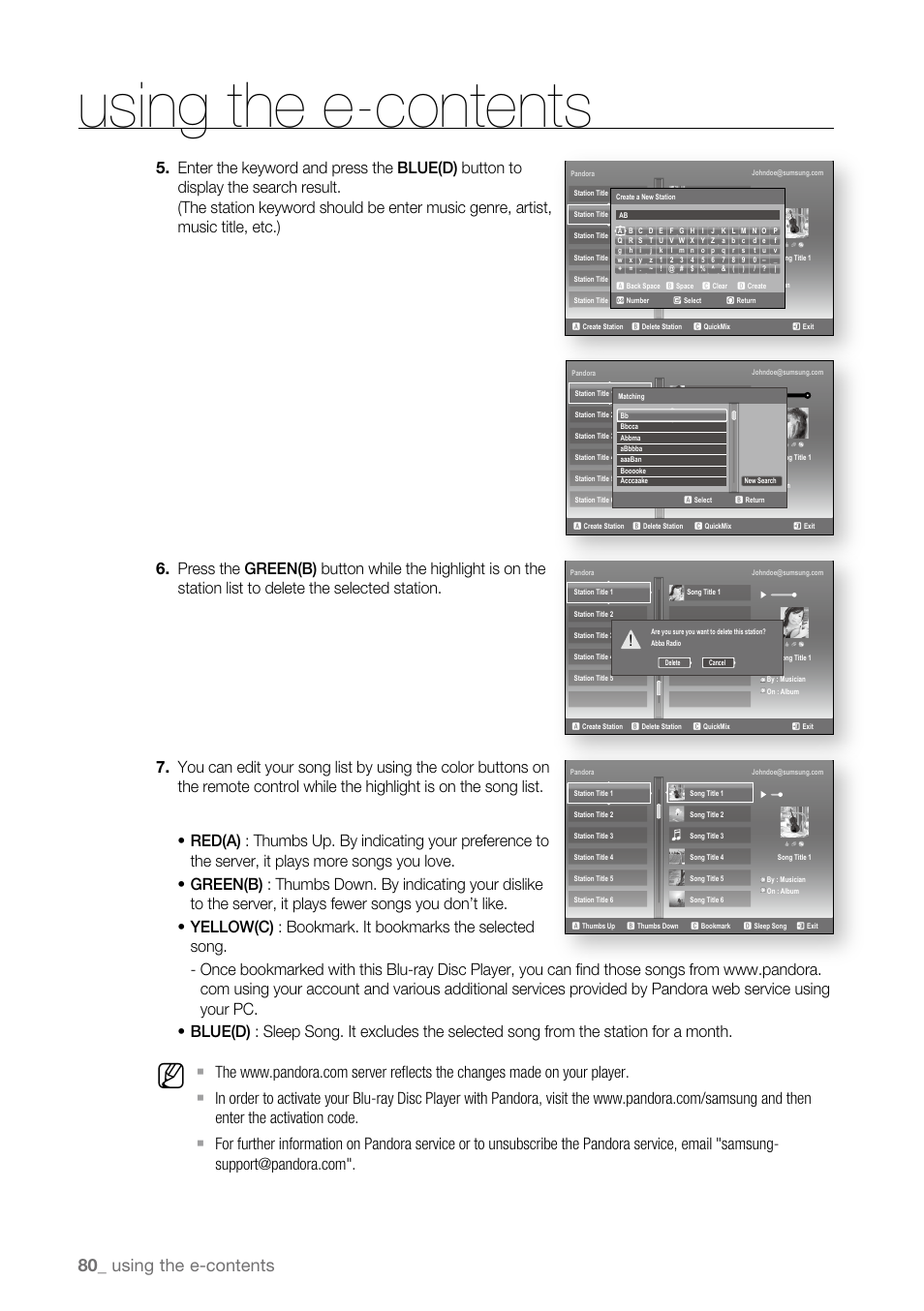 Using the e-contents, 0_ using the e-contents | Samsung BD-P3600 User Manual | Page 80 / 104